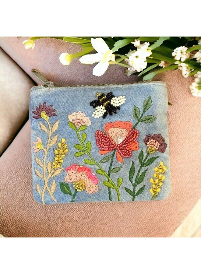 Blommor och bin sammetsväska 04