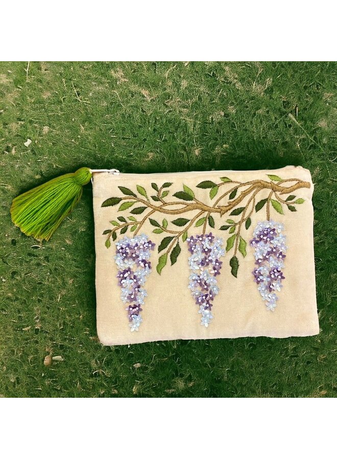 Wisteria  Velvet Embroidered Bag 015