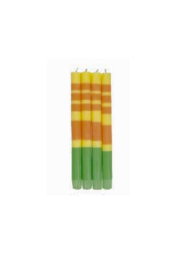 Striped Colour Dinner x4 Candles Grass/Primrose/Saffron29