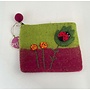 Ladybird and Flowers Felt Medium Zip Purse 69
