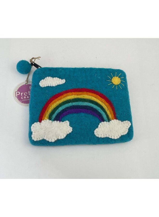 Rainbow Felt Medium Zip Purse 73