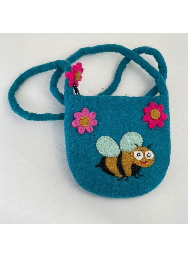 Kleine Tasche mit Filzriemen „Biene und Blumen“76