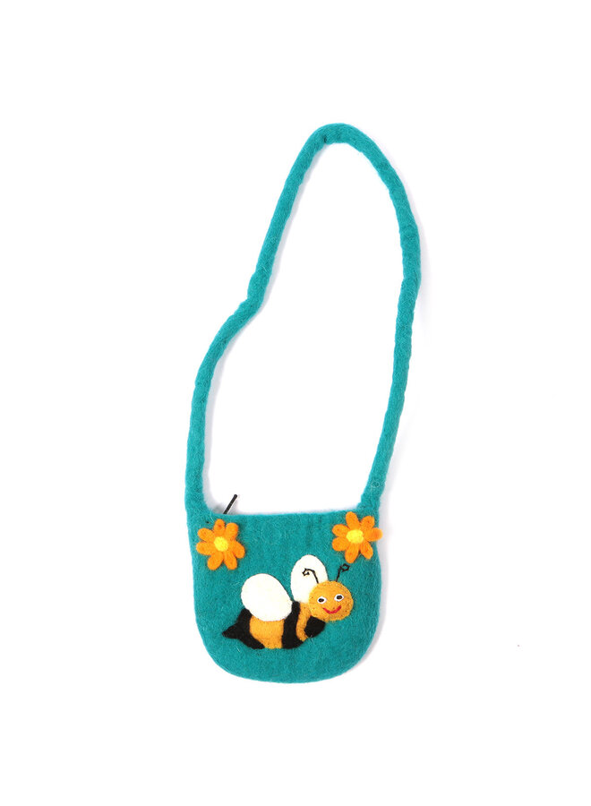 Kleine Tasche mit Filzriemen „Biene und Blumen“76