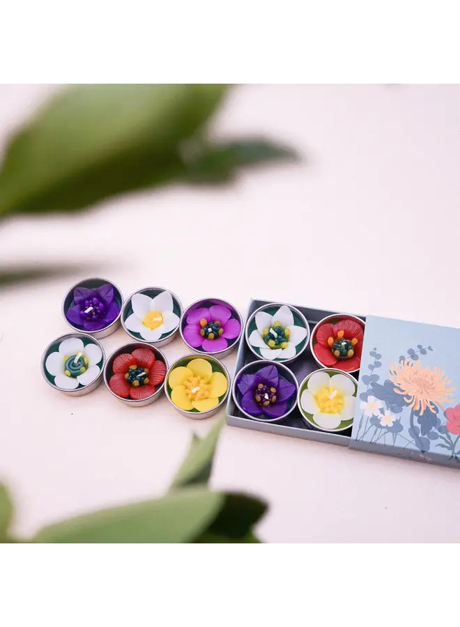 Velas de té perfumadas con flores de jardín variadas x10 302