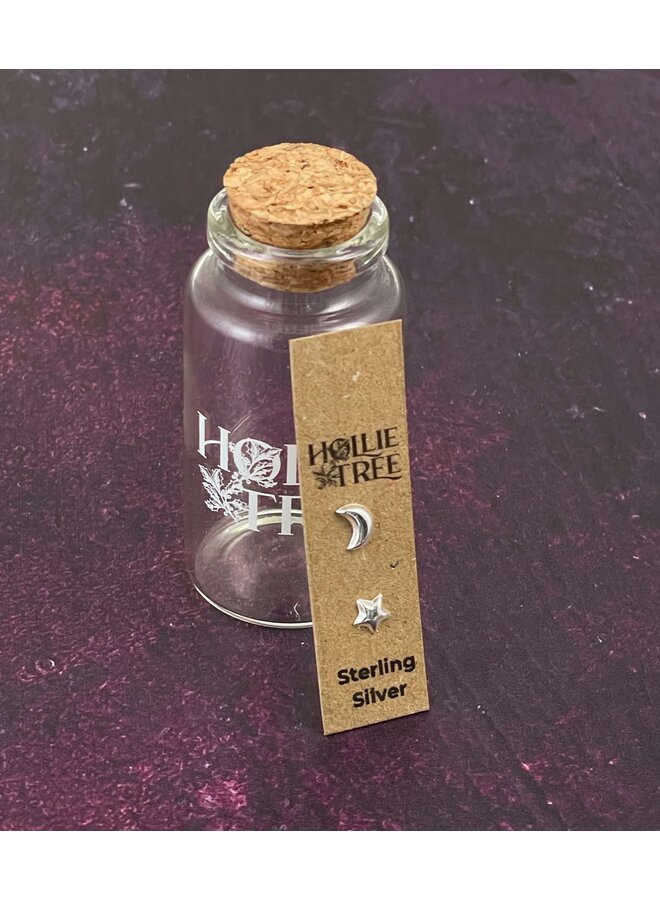 Moon & Star Tiny Silver Stud in Bottle 02