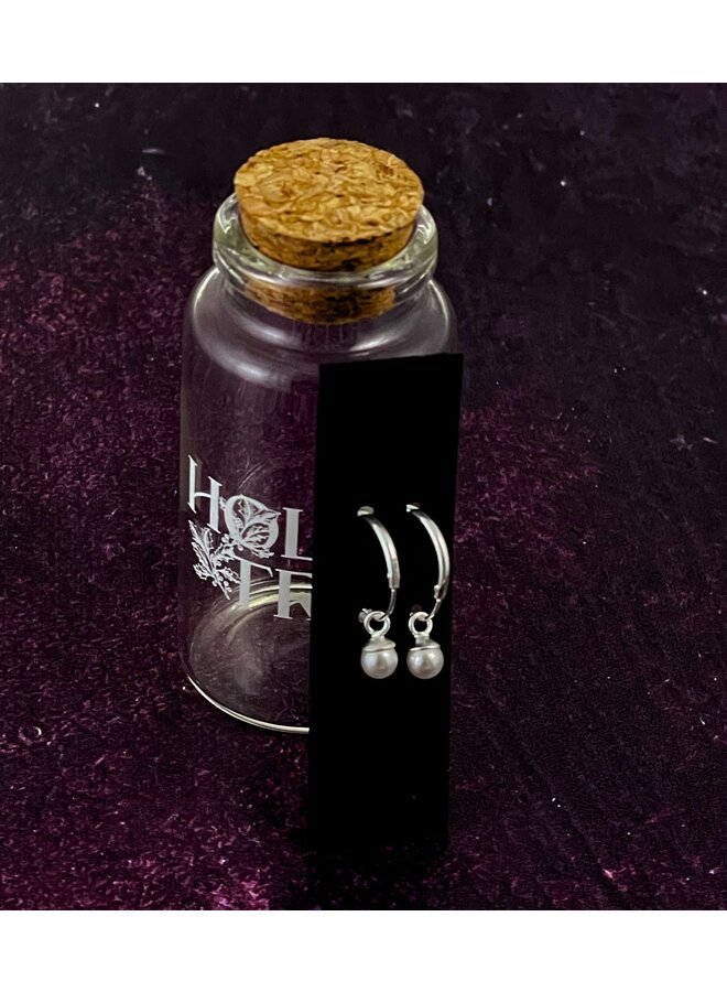 Perlweiß mit silbernem Mini-Creolen in Flasche 014