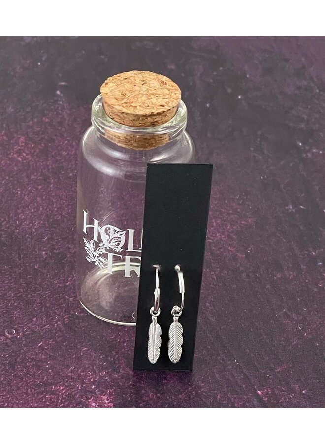 Feather Silver Mini Hoop in Bottle 015