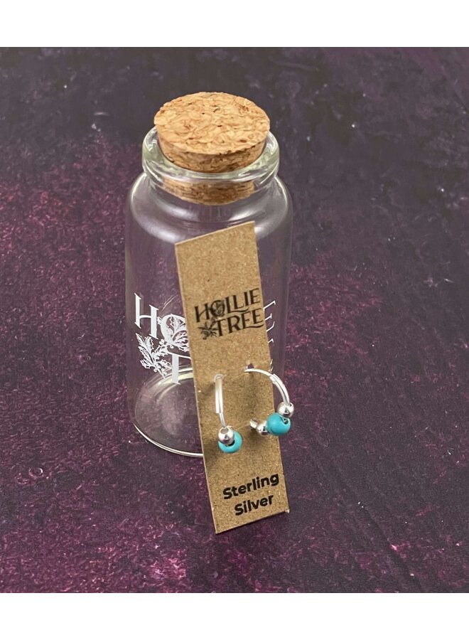 Turquoise Silver Mini Hoop in Bottle 019