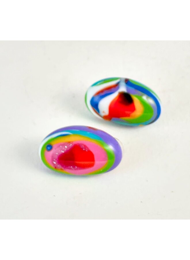 Pendientes de piedra de río ovalados 27