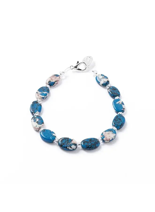 Bracelet Ovales en céramique marbré cobalt