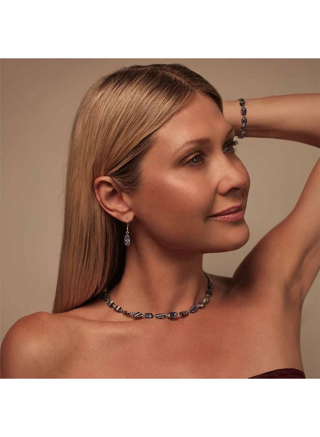 Jade marmorerade keramiska ovaler helt halsband