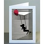 Girl on a Swing with Red Balloon Laser Cut Card