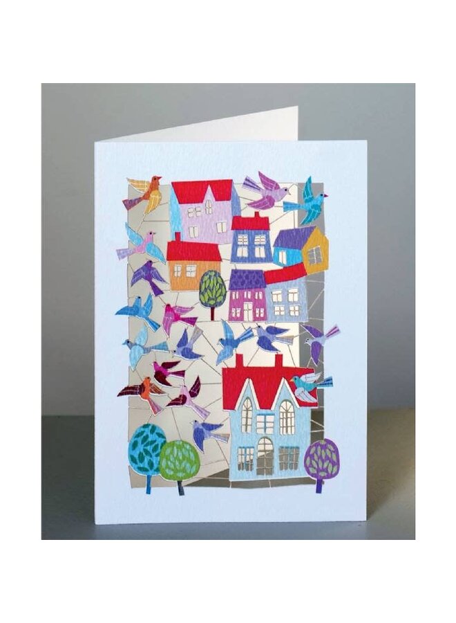 Houses and Birds Laser Cut Card