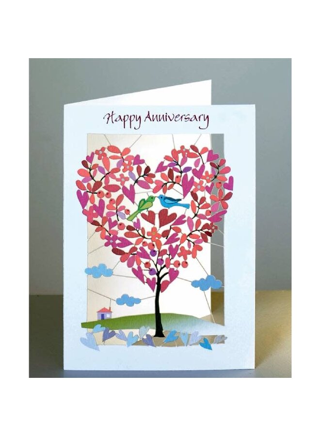 Happy Anniversary Tree Shaped Heart Laser Cut Card