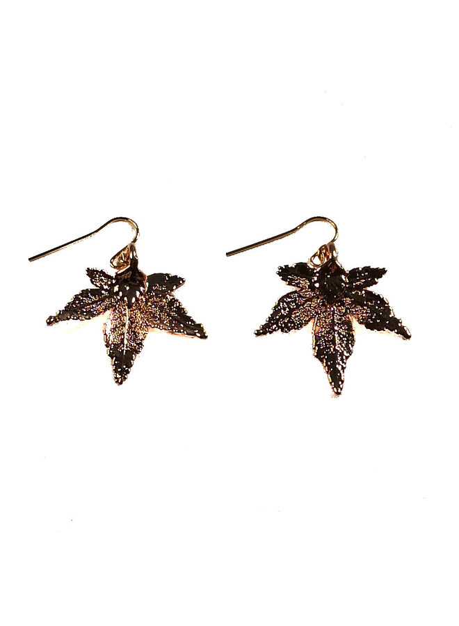 Boucles d'oreilles Feuille d'érable Or rose 035