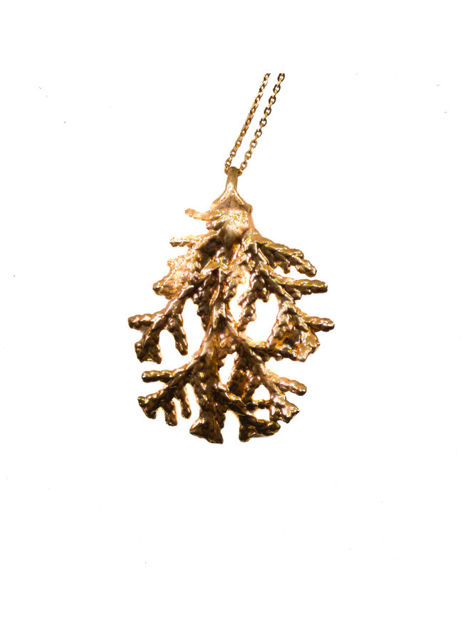 Pine leaf rose gold pendant 23