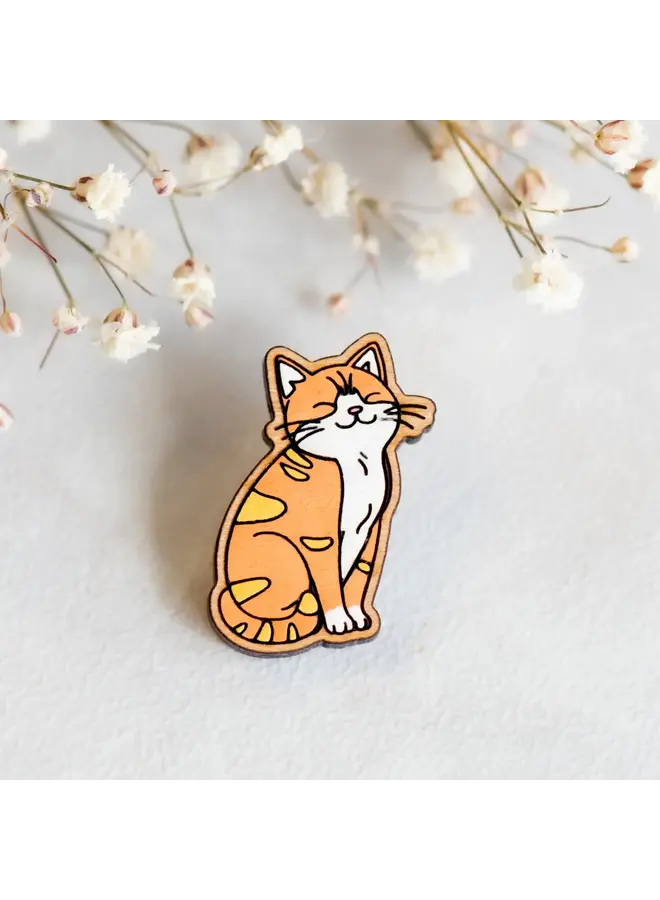 Ingwer Katze Kirschholz Pin Anstecker