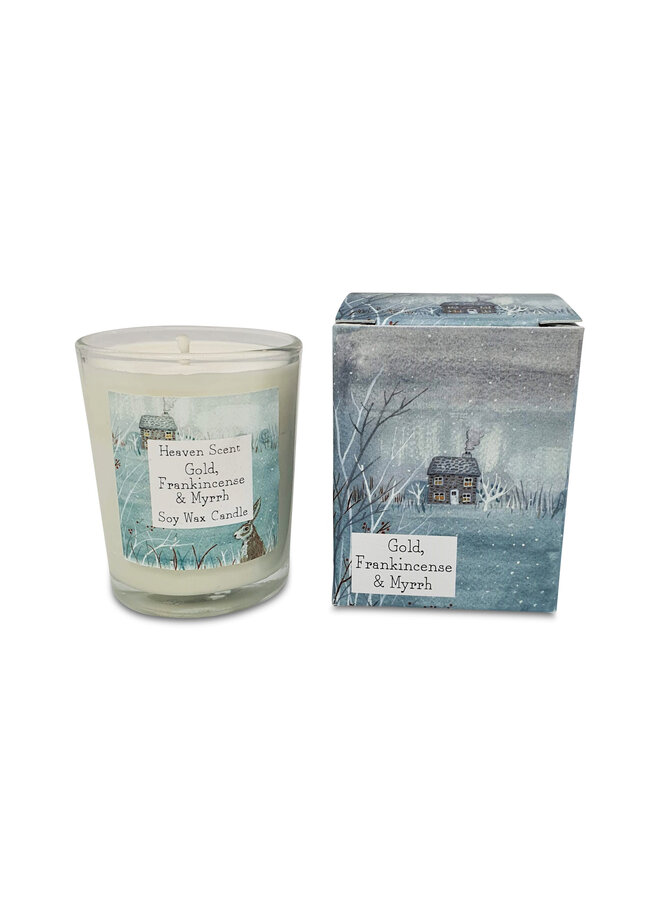 Bougie votive parfumée à l'or, à l'encens et à la myrrhe