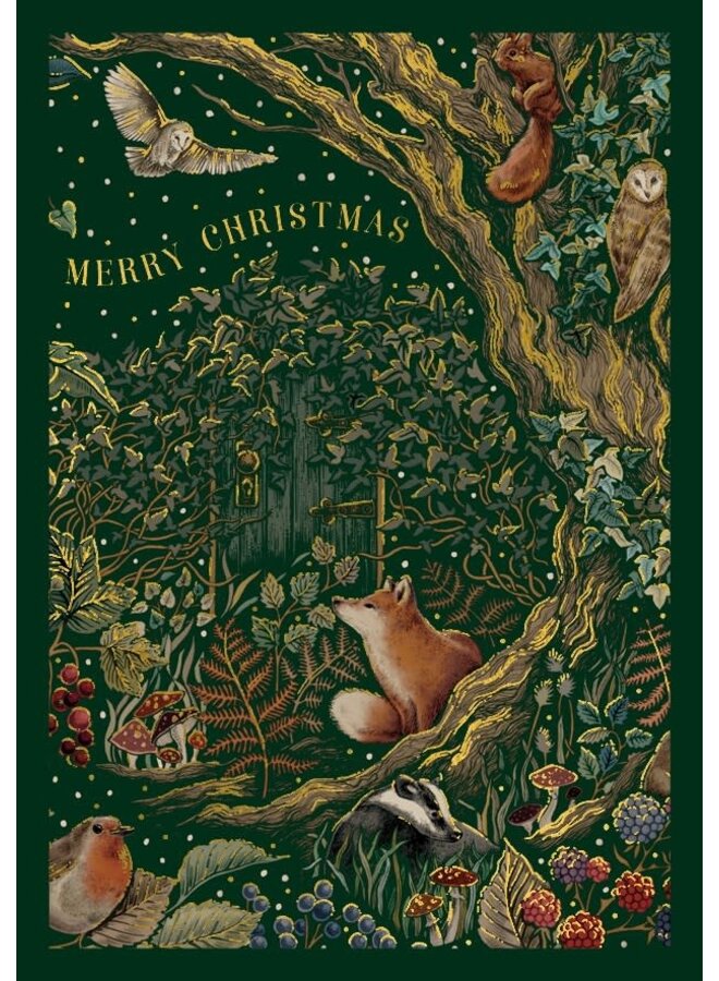 Tarjeta navideña del jardín secreto de Navidad