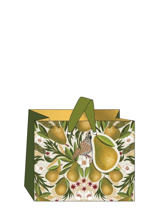 Sac moyen avec ruban, perdrix et poire