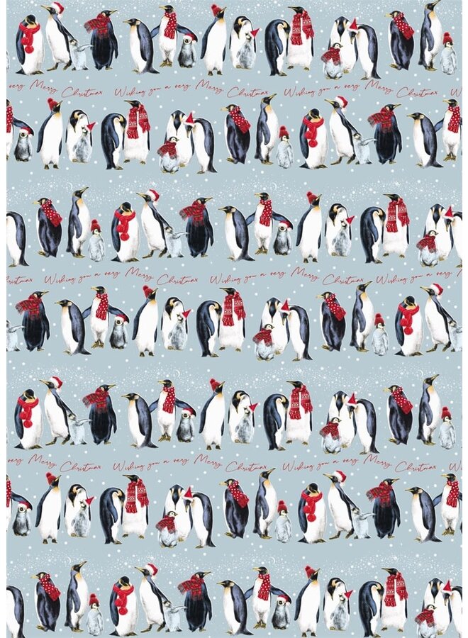 Penguins  Xmas Flat Gift Wrap