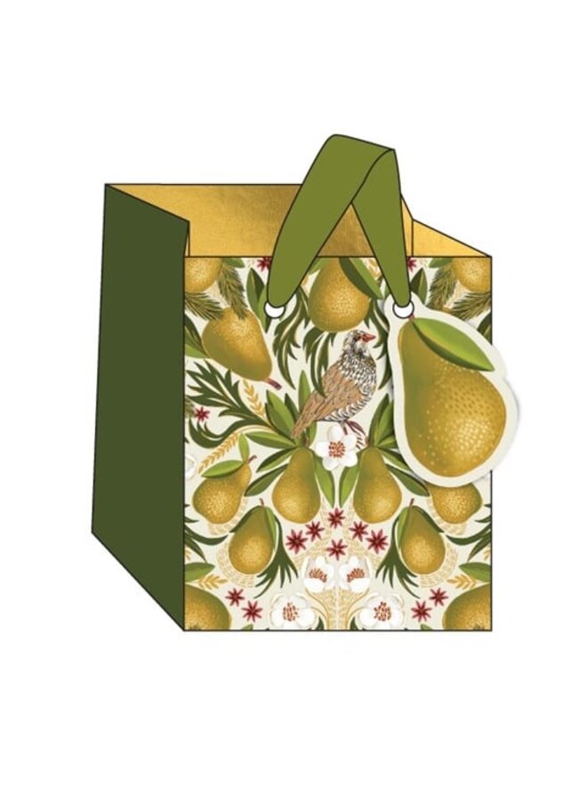 Partridge and Pear Small Bag  with Ribbon