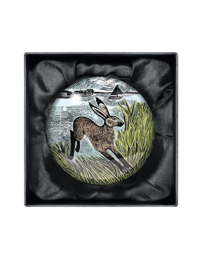 Briefbeschwerer „Junger Hase“ aus Kristallglas von Angela Harding