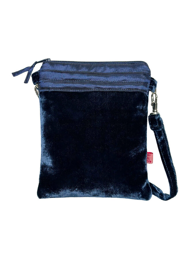 Cross Body Purse Velvet and Silk / Navy 871