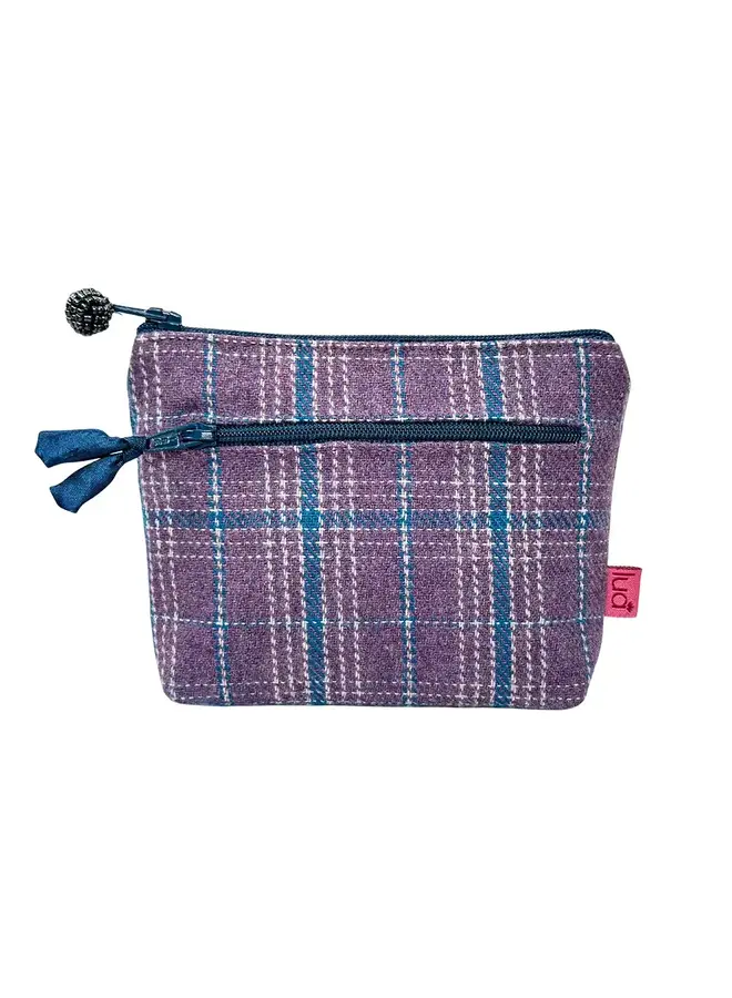 Porte-monnaie à deux fermetures éclair Heather Check 0024