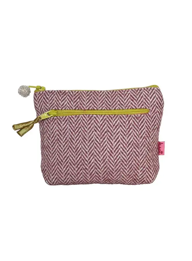 Herringbone Plumb Two Zip Purse  0020