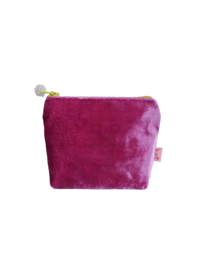 Rosa und gelbes Samt-Mini-Münzportemonnaie 0006