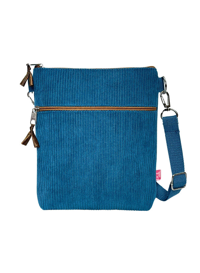 Sac à bandoulière en velours côtelé bleu sarcelle 0043