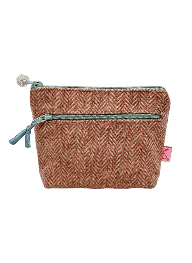 Herringbone Orange  Two Zip Purse  0023