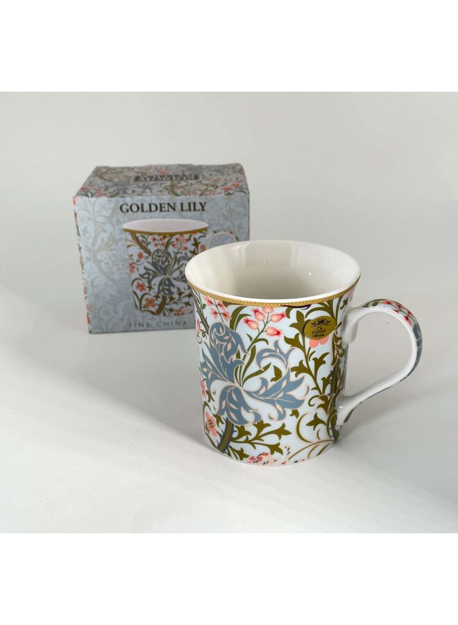 Golden Lily Blue  William Morris Mug