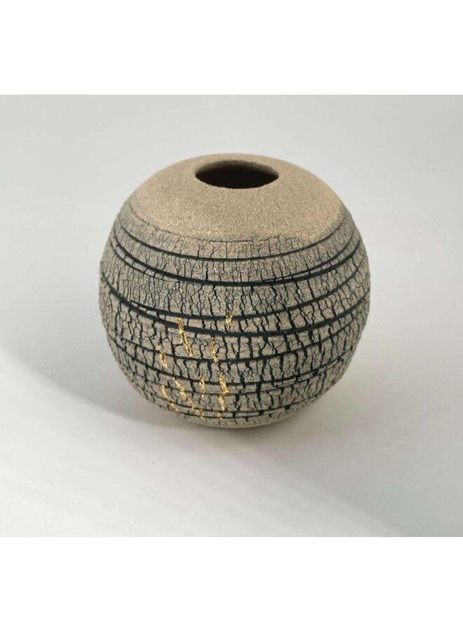 Limestone Medium Orb with Gold Lustre