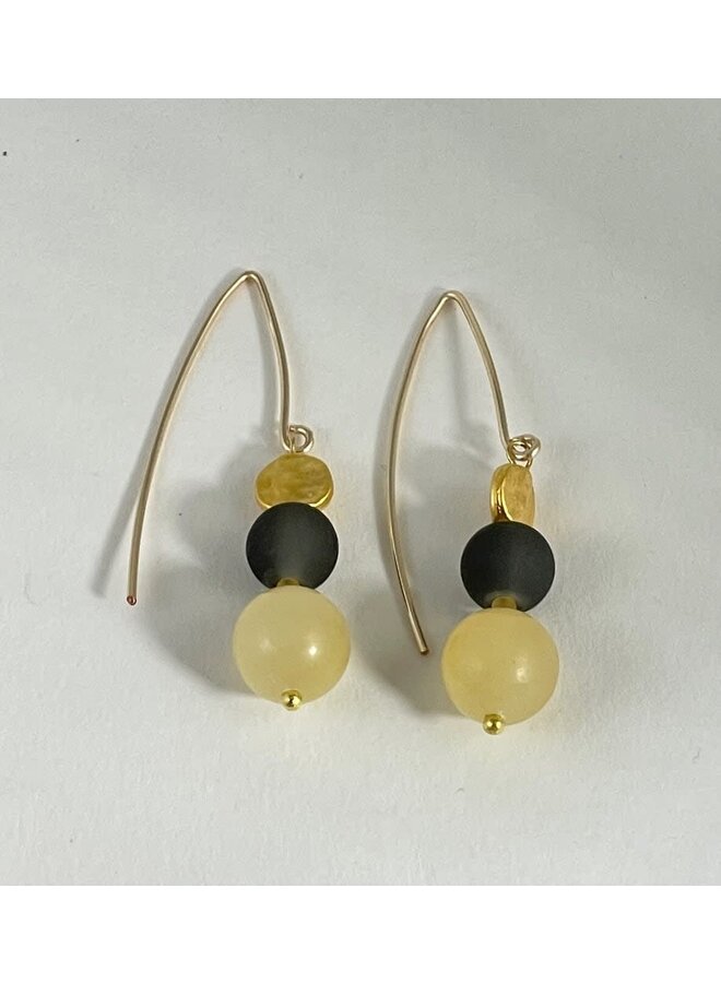 Pendientes de ágata, cristal marino y oro