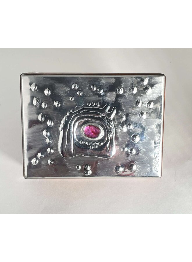 Water Splash Pink Abalone Pewter Lid with Thuja wood 6 sections box 57