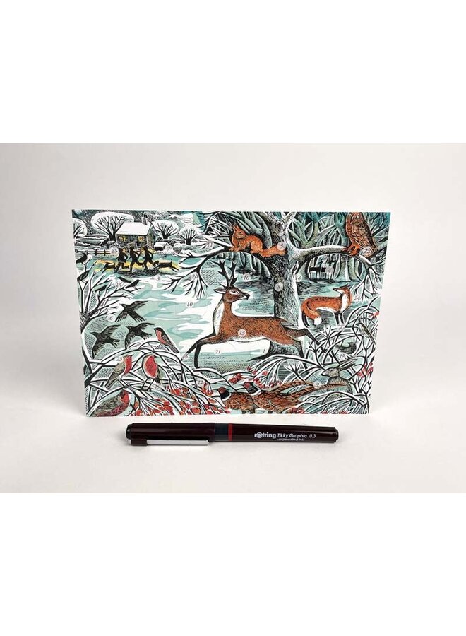 Winter Woodland Advent Card by Angela Harding