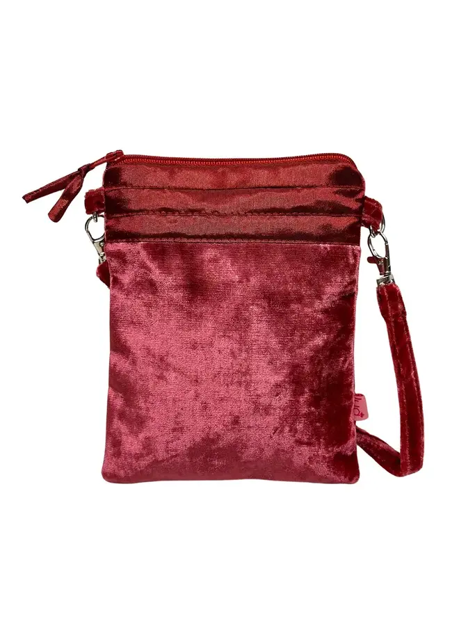 Cross Body Earth Red Velvet Purse 0052