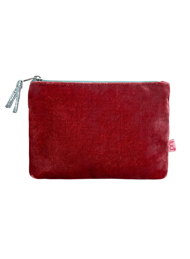 Sac à main en velours rouge terre et argent de taille moyenne 098