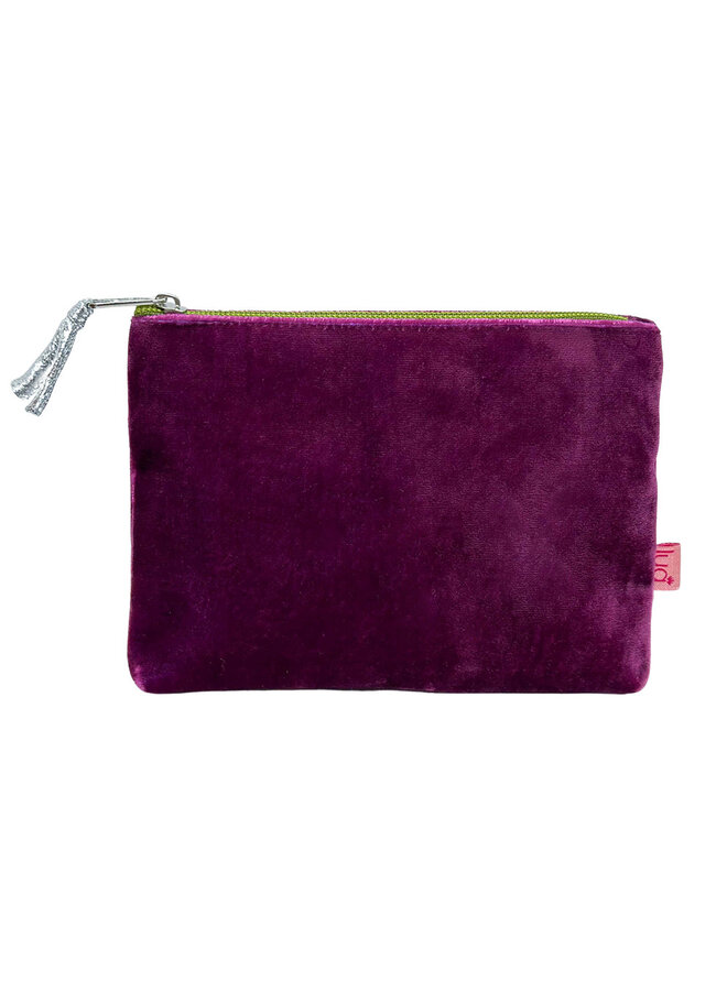 Бархатная сумочка среднего размера цвета сливы и оливы 097