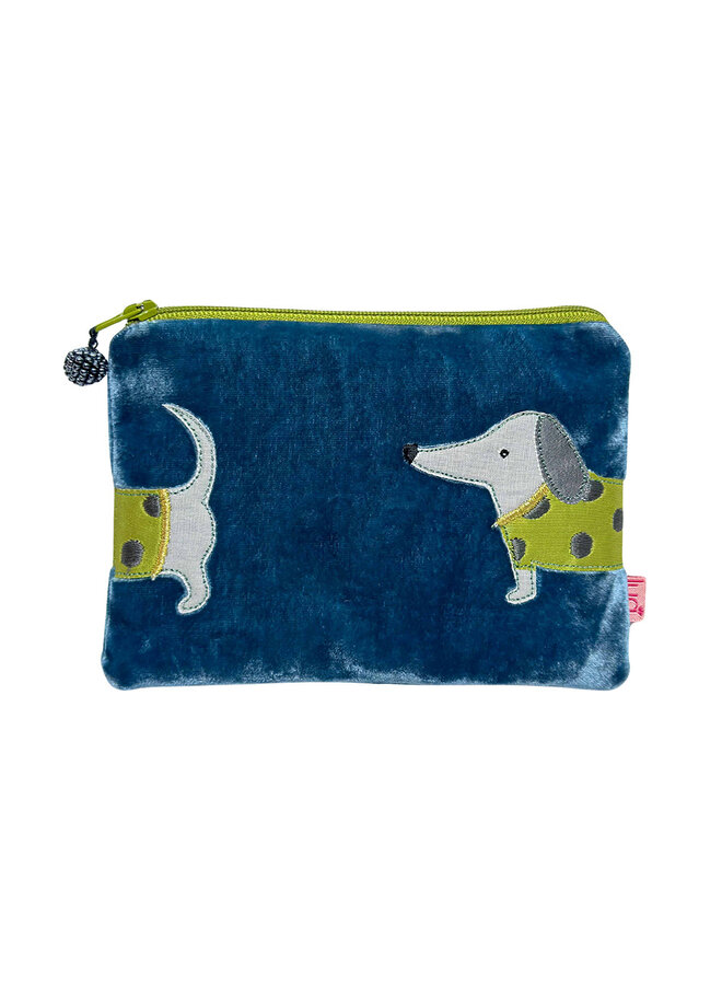 Sac à main en velours et en relief Teal Sausage Dog 5103