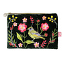 Greenfinch and Flowers Velvet and Embroidered Purse 5104