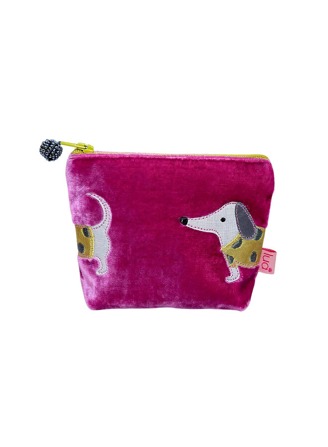 Rosa korv hund sammets mini handväska 5102