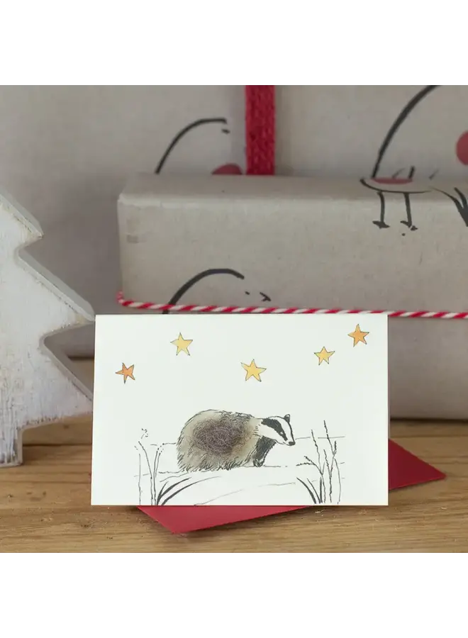 Badger under the Stars Christmas Mini Card 081