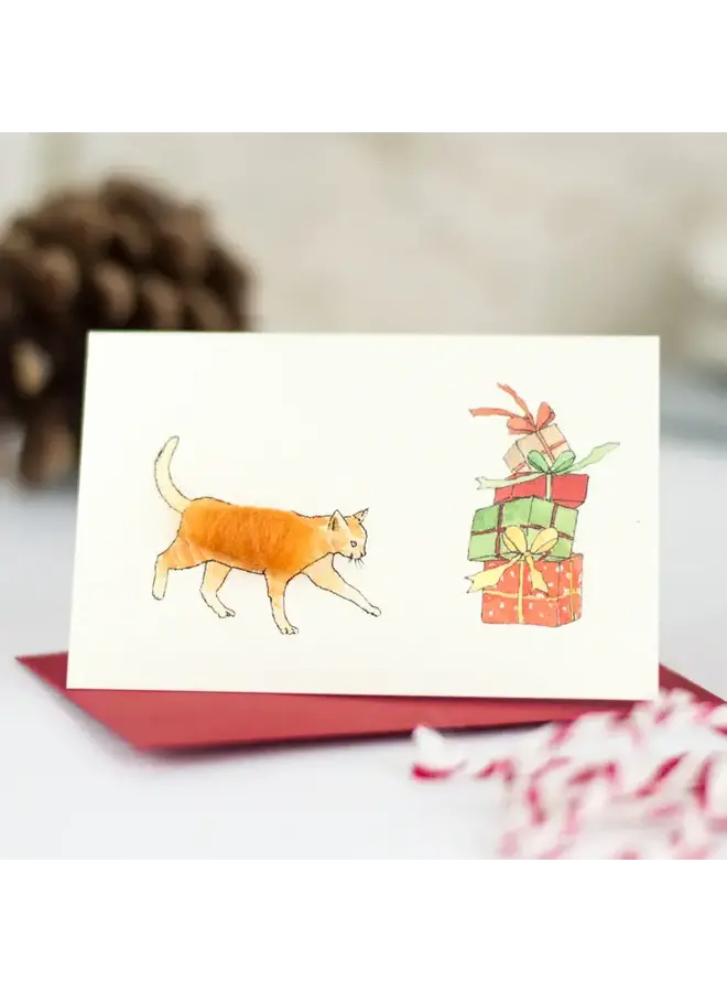 Ginger Cat Christmas Mini Card 086