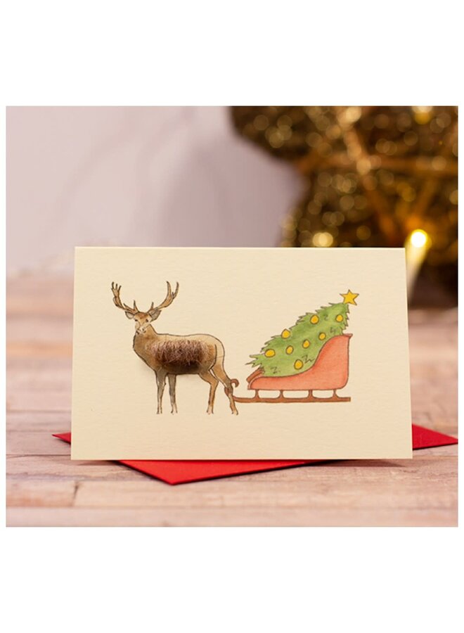 Deer & Sleigh Christmas Mini Card 088