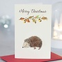 Hedgehog and festive branch Christmas Mini Card 090