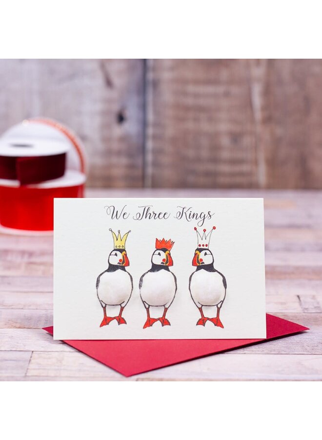 'We Three Kings' puffin Christmas Mini Card 092