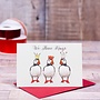 'We Three Kings' puffin Christmas Mini Card 092